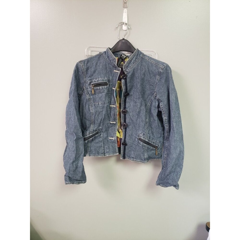 Denim Jean Jacket Size 8 Lined Button Down Work to Weekend Y2K‎